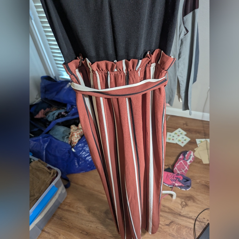 Lily Rose Black and Rust Striped Jumpsuit Size XS - Picture 11 of 12